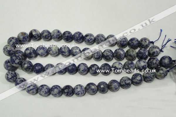 CRO776 15.5 inches 16mm faceted round blue spot stone beads wholesale