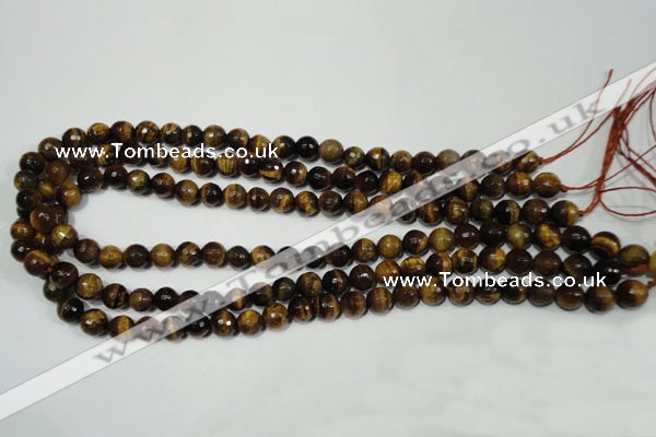 CRO782 15.5 inches 8mm faceted round yellow tiger eye beads wholesale