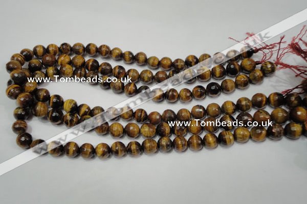 CRO783 15.5 inches 10mm faceted round yellow tiger eye beads wholesale