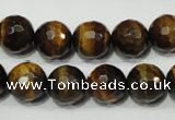 CRO784 15.5 inches 12mm faceted round yellow tiger eye beads wholesale