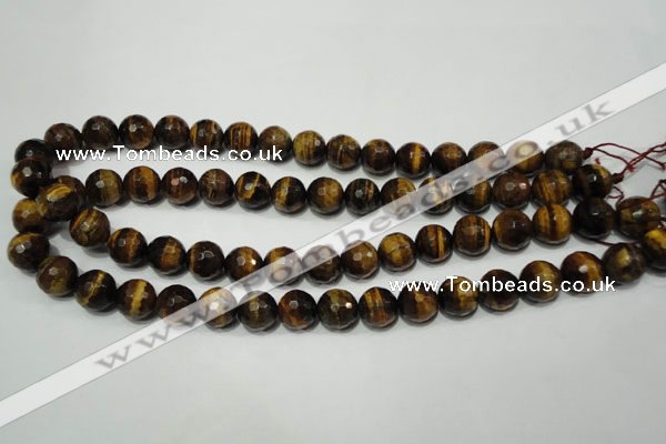 CRO784 15.5 inches 12mm faceted round yellow tiger eye beads wholesale