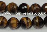 CRO786 15.5 inches 16mm faceted round yellow tiger eye beads wholesale