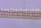 CRO790 15.5 inches 4mm round matte rice white fossil beads