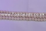 CRO791 15.5 inches 6mm round matte rice white fossil beads