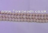 CRO794 15.5 inches 12mm round matte rice white fossil beads