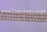 CRO795 15.5 inches 14mm round matte rice white fossil beads