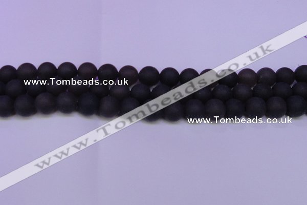 CRO840 15.5 inches 4mm round matte smoky quartz beads