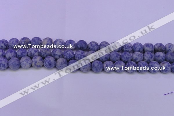 CRO850 15.5 inches 4mm round matte blue spot beads