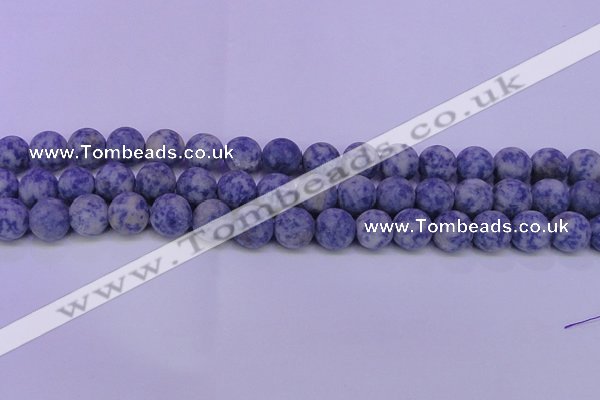 CRO853 15.5 inches 10mm round matte blue spot beads