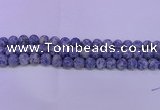 CRO854 15.5 inches 12mm round matte blue spot beads