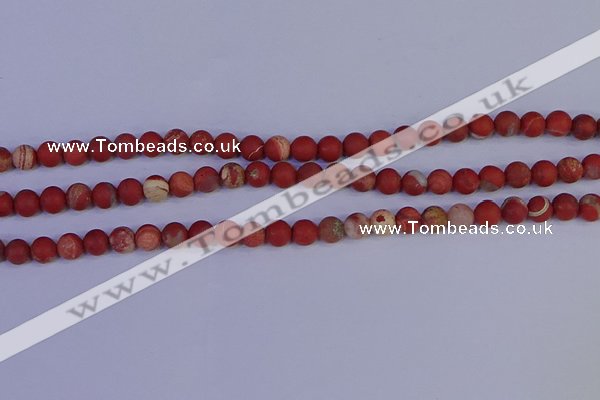 CRO931 15.5 inches 6mm round matte red jasper beads wholesale