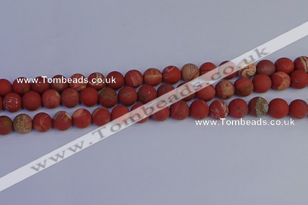 CRO933 15.5 inches 10mm round matte red jasper beads wholesale