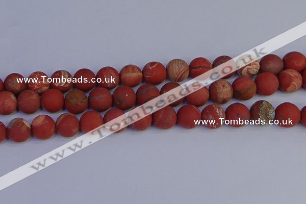 CRO935 15.5 inches 14mm round matte red jasper beads wholesale