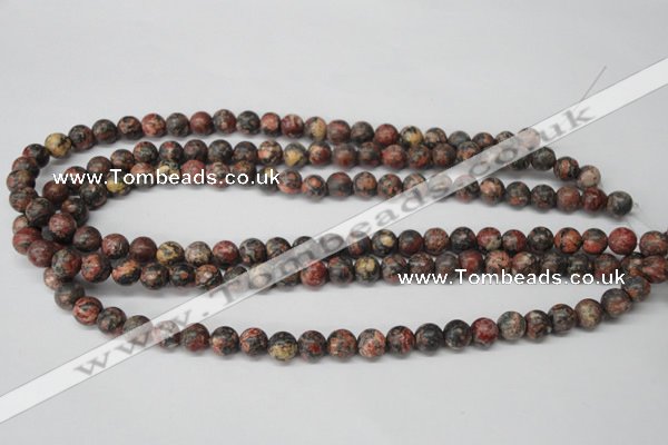 CRO94 15.5 inches 8mm round red leopard skin jasper beads wholesale