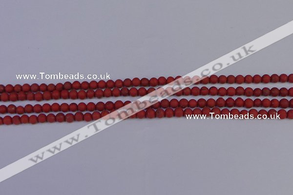 CRO940 15.5 inches 4mm round matte red jasper beads wholesale