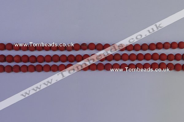 CRO941 15.5 inches 6mm round matte red jasper beads wholesale