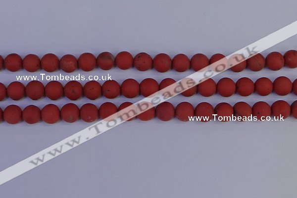 CRO944 15.5 inches 12mm round matte red jasper beads wholesale