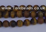 CRO960 15.5 inches 4mm round matte yellow tiger eye beads wholesale