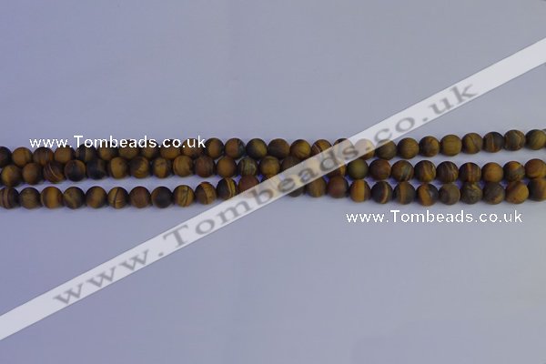 CRO960 15.5 inches 4mm round matte yellow tiger eye beads wholesale