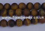 CRO961 15.5 inches 6mm round matte yellow tiger eye beads wholesale