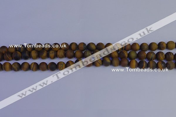 CRO962 15.5 inches 8mm round matte yellow tiger eye beads wholesale