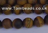 CRO963 15.5 inches 10mm round matte yellow tiger eye beads wholesale
