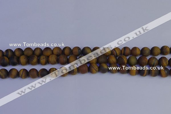 CRO963 15.5 inches 10mm round matte yellow tiger eye beads wholesale