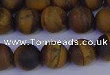 CRO964 15.5 inches 12mm round matte yellow tiger eye beads wholesale