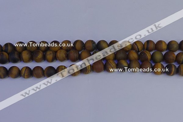 CRO964 15.5 inches 12mm round matte yellow tiger eye beads wholesale