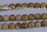 CRO970 15.5 inches 4mm round matte picture jasper beads wholesale