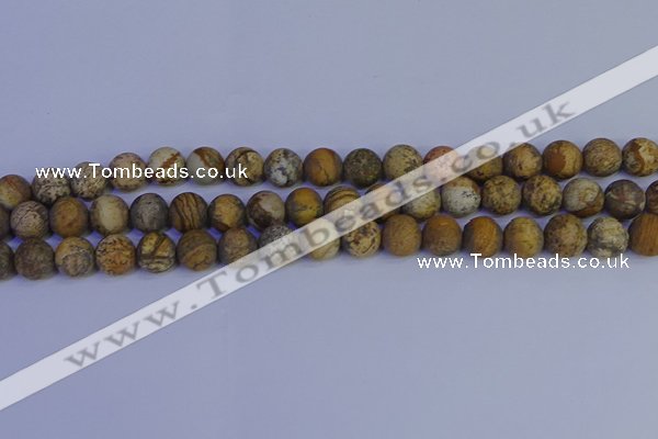 CRO972 15.5 inches 8mm round matte picture jasper beads wholesale