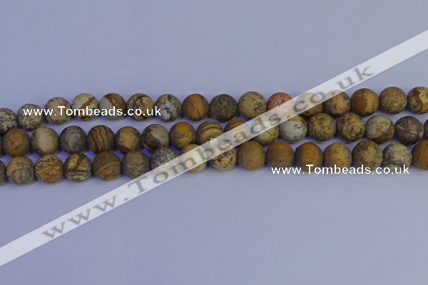 CRO973 15.5 inches 10mm round matte picture jasper beads wholesale