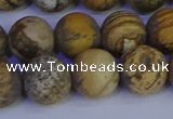 CRO974 15.5 inches 12mm round matte picture jasper beads wholesale