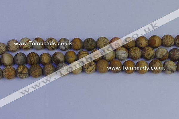 CRO974 15.5 inches 12mm round matte picture jasper beads wholesale