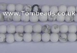 CRO980 15.5 inches 4mm round matte white howlite beads wholesale