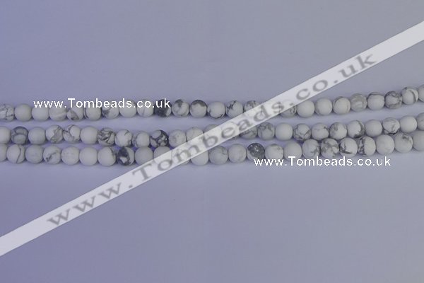 CRO981 15.5 inches 6mm round matte white howlite beads wholesale