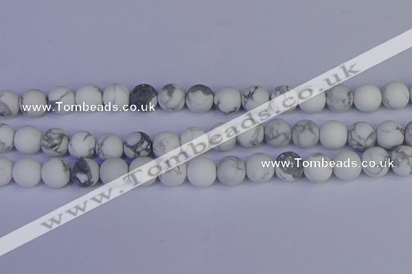 CRO985 15.5 inches 14mm round matte white howlite beads wholesale