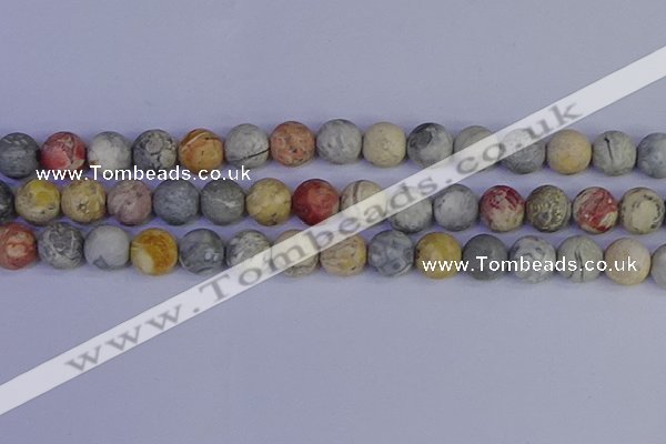 CRO995 15.5 inches 14mm round matte sky eye stone beads wholesale