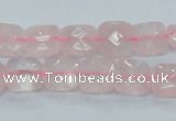 CRQ100 15.5 inches 10*10mm faceted square natural rose quartz beads