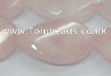 CRQ103 15.5 inches 30*40mm twisted teardrop natural rose quartz beads