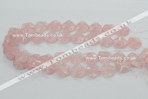 CRQ104 15.5 inches 20*20mm lotus shaped natural rose quartz beads