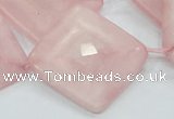 CRQ108 15.5 inches 30*30mm faceted diamond natural rose quartz beads