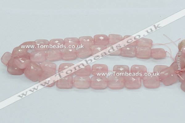 CRQ109 15.5 inches 20*20mm faceted square natural rose quartz beads