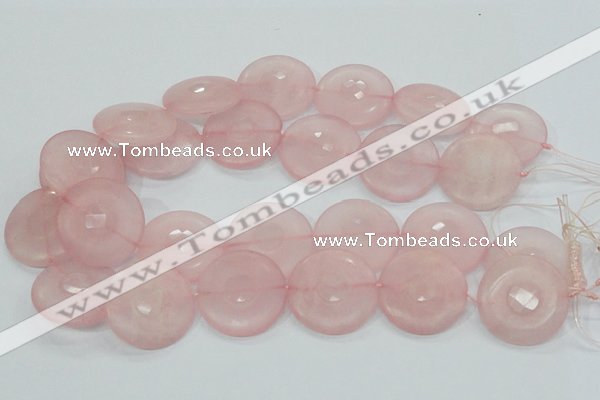 CRQ111 15.5 inches 30mm faceted coin natural rose quartz beads