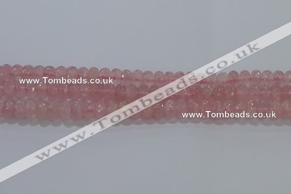 CRQ117 15.5 inches 6*10mm faceted rondelle rose quartz beads