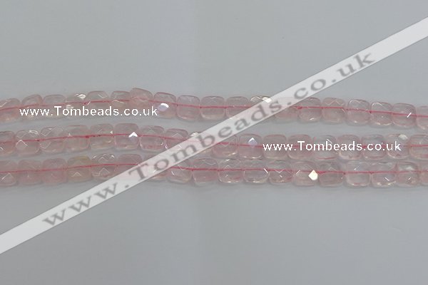 CRQ153 15.5 inches 8mm faceted square natural rose quartz beads