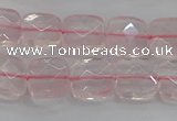 CRQ154 15.5 inches 10mm faceted square natural rose quartz beads