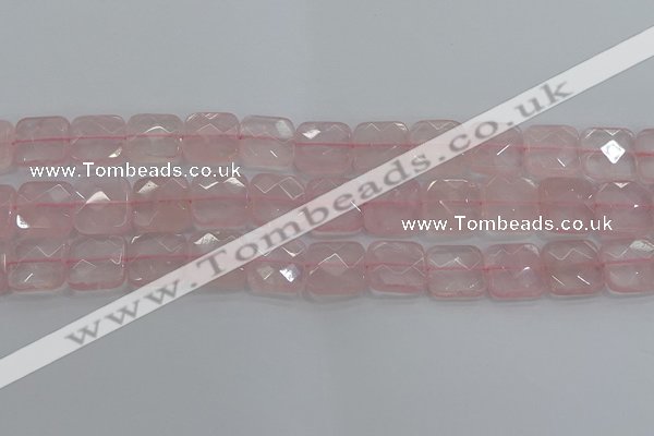 CRQ156 15.5 inches 15mm faceted square natural rose quartz beads
