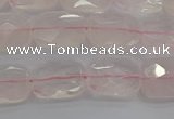 CRQ163 15.5 inches 8*10mm faceted rectangle natural rose quartz beads