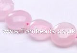 CRQ18 8*14mm flat round natural rose quartz beads wholesale